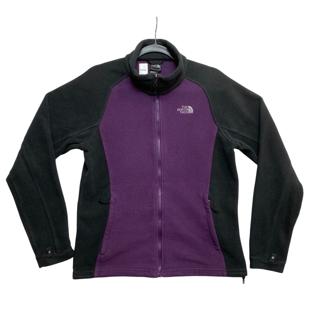 The North Face Fleece Jacket Womens M Purple Black Denali Full Zip Colorblock